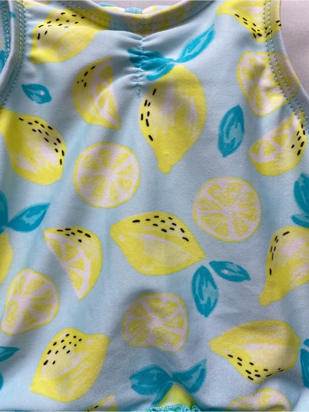 Lemon ruffle bathing suit girls 12-18 months blue yellow ballerina swimsuit